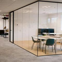Clear Glass Partition for Office Color Black Origin China Condition New Material Metal HS Code 7008001000 Style Modern, - Image 1