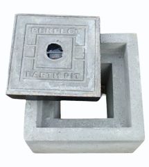 Concrete Earthing Pit Color Gray Shape Square Material Concrete Usage/Application Earthing Dimensions 300 x 300 x 200 mm (l x b x - Image 2