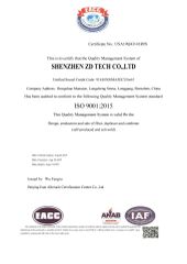 ISO9001 Certificate certificate of Shenzhen Zd Tech Co., Ltd – certificate photo, supplier certificates section