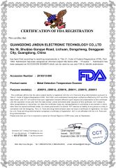 infrared temperature detector FDA certificate from Guangdong Jindun Electronic Technology Co., Ltd.