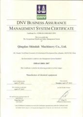 OHSAS Certificate certificate from Qingdao Shindah Machinery Co., Ltd.