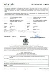 ETL certificate of Zhengzhou Shuogui Machinery Co., Ltd – certificate photo, supplier certificates section