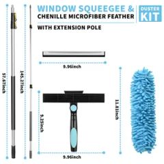 Window Cleaning Squeegee Kit Chenille Window Cleaning Kit Telescopic Cleaning Squeegee - Image 2