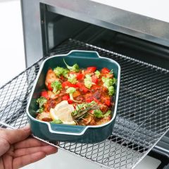 Rectangular Bakeware Set Porcelain Baking Dishes Ceramic Bakeware Plates Baking Round Bowl for Kitchen Custom Green Color - Image 3