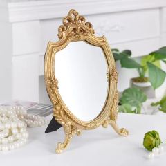 Antique Gold Resin Frame Decorative Wall Makeup Tabletop Mirrors - Image 3