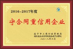 2016-2017Abiding by contract and valuing credit enterprise1 certificate from Hubei Mingda Plastics Products Co., Ltd.