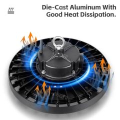 Dimmable 3CCT UFO LED High Bay Light for Warehouses - Image 4