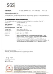 SGS of Tin Lead Free Solder Bar certificate from Foshan Xi Feng Tin Products Co., Ltd.