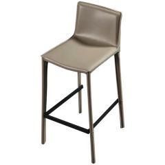 Italian Leather High Back Bar Stool with Backrest - Image 2