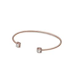 Fashion Snake Bone Rose Gold Square Pando-Ra S925 Sterling Silver Open Bangle - Image 4