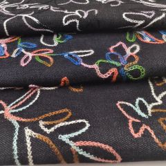 Tc Denim with Emb Min 1000m Width 51'' Technics Woven Drawn Embroidery Trademark Chatlee Model NO. CH-10636 HS Code 5810910000 - Image 1