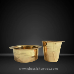 Golden Traditional brass dabara set, For Home Color Golden Material Brass Microwave Safe No Brand Classickurves Tumbler_height - Image 1