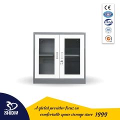 Home Office Metal Book Cabinet Glass File Storage Rack with Door - Image 3