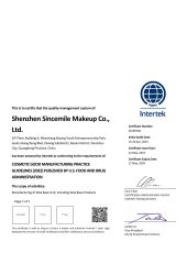 GMPC certificate from Shenzhen Vili Cosmetics Co., Ltd