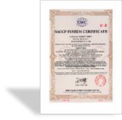 HACCP certificate of Xiamen Oasis Food Co., Ltd. – certificate photo, supplier certificates section