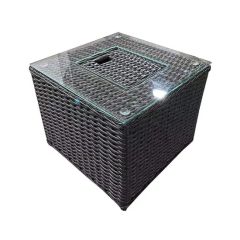 Outdoor Garden Wicker Rattan Square Coffee Table with Built-in Ice Bucket - Image 2