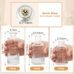 Vintage Mini Ribbed Vases Glass Vases Set - Image 5