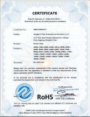 Rohs certificate from Shanghai Xi Man Mechanical & Electrical Co. , Ltd.