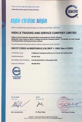 HACCP certificate from Hien Le Group