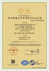ISO45001:2018 certificate from Fujian Unite International Co., Ltd.