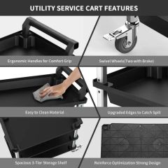 Customized Multi-Function 3 Tier Foldable Metal Storage Rolling Utility Cart with Wheels - Image 3