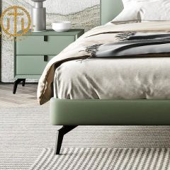 Italian Minimalist Leather Master Bedroom Modern Simple Double Bed - Image 3