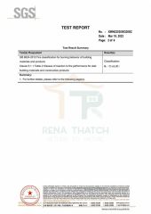 SGS fire test report certificate from Xiamen Rena Thatch Industry Co., Ltd.