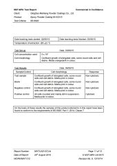 Gas test report certificate from Qingdao Sam Powder Coating Co., Ltd.