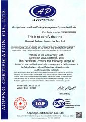 ISO 45001 certificate from Shanghai Bosheng Industries Co., Ltd.