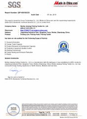 SGS certificate from Weihai Jinjiang Fishing Tackle Co., Ltd.