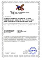FDA certificate from Guangzhou E-Mei Biotechnology Co., Ltd.