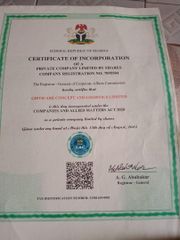 Incorporation  certificate of Gifticare concept and logistics ltd  – certificate photo, supplier certificates section