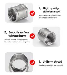 Quality Metal Products SS304 Female Thread 1/2'' Coupling Trademark YY Thread Type NPT HS Code 73072900 Connection - Image 5