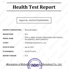 Health Report certificate from Avs (Ningbo) Industrial Co., Ltd.