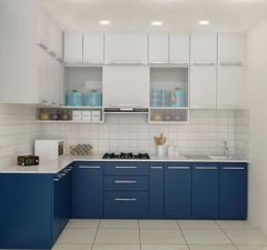 L Shaped Modular Kitchen Layout Style L-shaped Counter Space Ample For Meal Prep And Appliances Workflow Design Cooking, Cleaning, Storage - Image 1