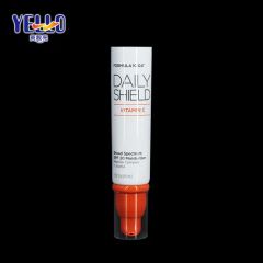 Cosmetic Packaging Hot Sale White Plastic Laminated Sunscreen Lotion Tube with Orange Pump - Guangzhou YELLO Packaging Co., Ltd.
