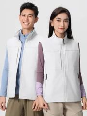 Custom Corporate Logo Fleece Softshell Vest - Multi-Pocket Lightweight Gilet - Image 2