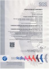CE certificate from Changzhou Zhongtian Fire-Proof Decorative Sheets Co., Ltd.