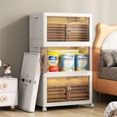Folding Moveable Clothes Quilt Household Transparent Plastic Storage Cabinet - Image 6