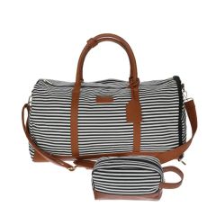 Stripe Canvas Travel Bag Unisex Duffle Bag Shoulder Bag Crossbody Bag in Bag Wash Bag - Guangzhou Zexin Leather Co., Ltd.