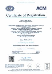 certificate certificate from Dongguan Chuangde Laser Intelligent Technology Co., Ltd.