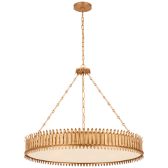 Large Round Hanging Lamp Low Ceilings Modern Glass Brass Chandelier Pendant Light - Image 4