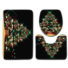 Christmas Bath Rug Set 3 Pieces Bathroom Mats Set Origin China Design Kilim Thickness 4cm Technics Printed Feature - Image 4