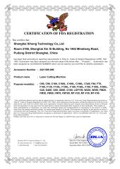 FDA Certification for Laser Cutting Machine certificate from Shanghai Xi Hong Technology Co., Ltd.