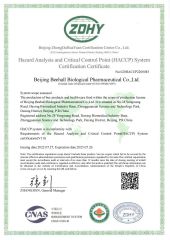 HACCP certificate from Beijing Beehall Biological Pharmaceutical Co., Ltd.