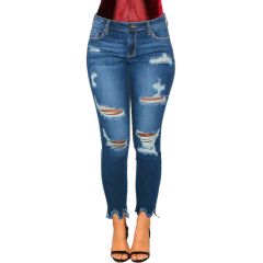 New Designs Ripped Tassel Denim Girls Pants Women Skinny Jeans - Anhui Hualongteng Clothing Co., Ltd.