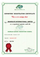 Export License  certificate of Maxroute International Limited – certificate photo, supplier certificates section