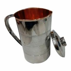 Silver Copper Jug, Capacity: 1.5 L Color Silver No.of Piece 1 Capacity 1.5 L Material Copper Shape Cylindrical Usage/Application - Image 1