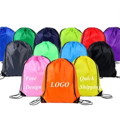 Custom Promotional Durable Drawstring Bag Waterproof Polyester Backpack for Gym and Sports - Image 1