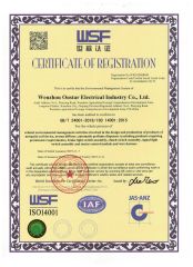 ISO14001 certificate from Wenzhou Oustar Electrical Industry Co., Ltd.